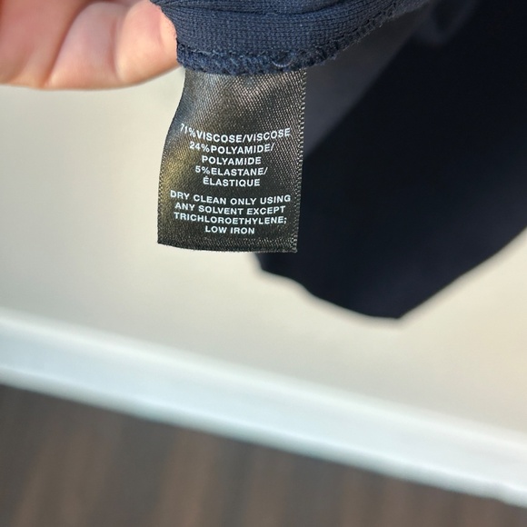 Lafayette 148 size 14 ponte knit peplum sheath dress navy short sleeve midi - Picture 11 of 11